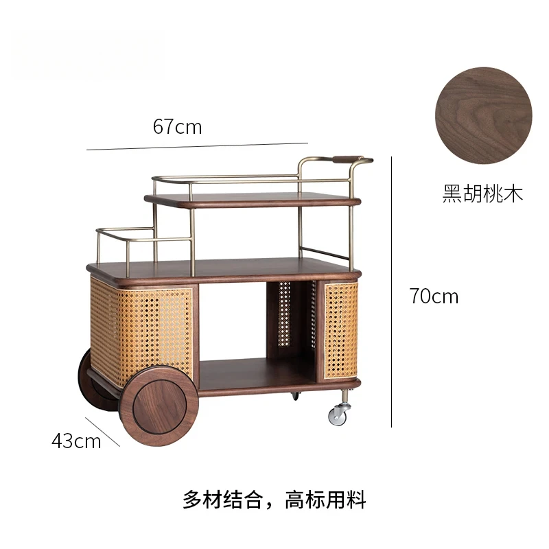 Couch side living room 2024 new solid wood side cabinet movable trolley