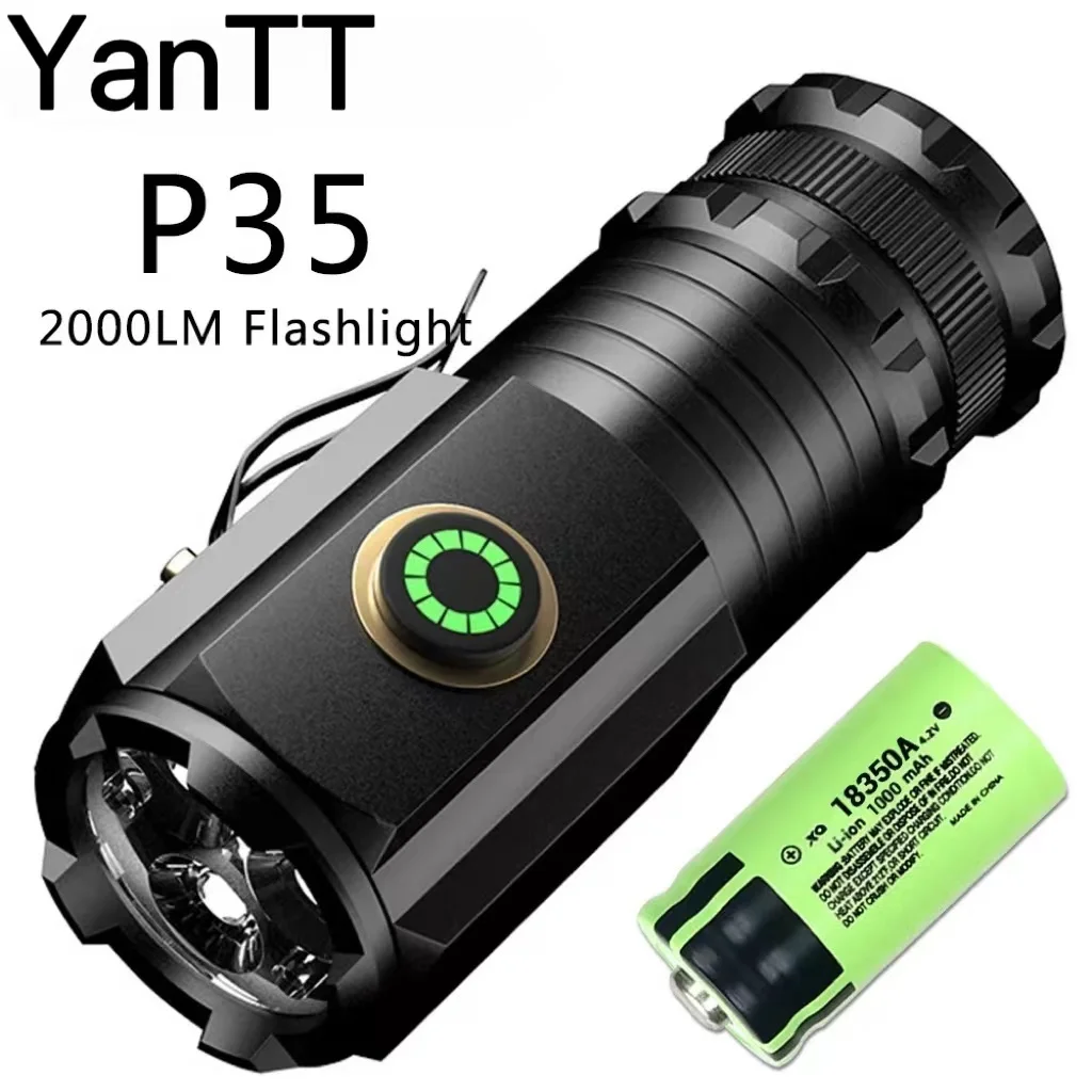 

3 LED Flashlight 18350 Torch 1800LM ATR Luminus SST20 Rechargeable USB C Light IP68 Waterproof with Magnet for Hiking Camping