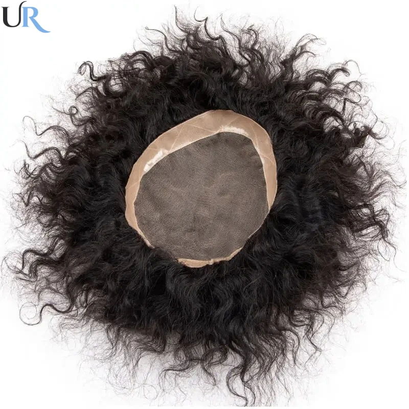 20mm Durable Mono Curly Hair System Unit  Deep Curly Toupee For Men for Black Men Male Hair Prosthesis Wigs For Men