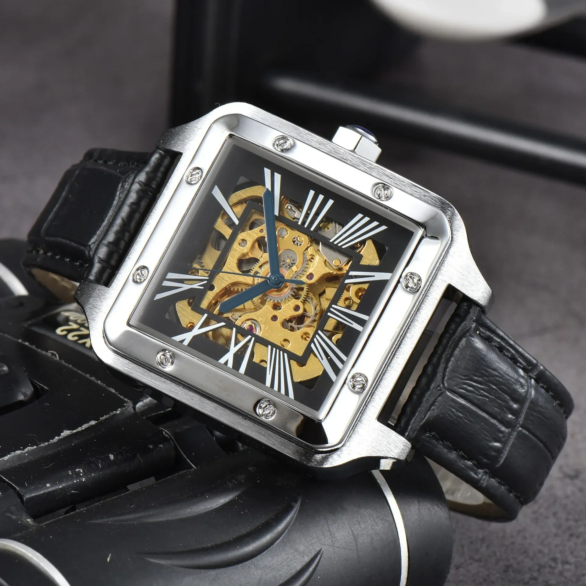 2025 New Fashion Watch Skeleton Mechanical Automatic Waterproof Watches for Mens Watches Silicone Strap