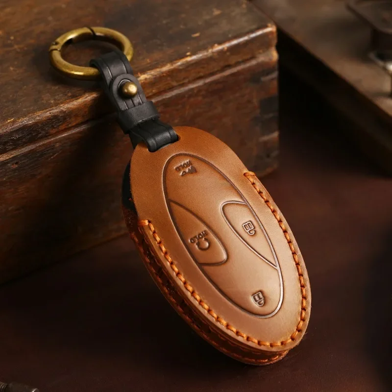 New Arrival Genuine Leather Car Key Case Handmade Purse Cover For Hyundai Retro High-end Key Bag Protector Car Accessories