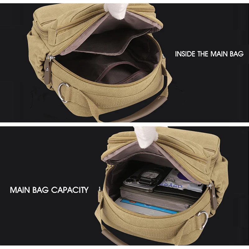 Mochila de lona retro para senderismo – Bandolera cruzada hombre - imagen 5