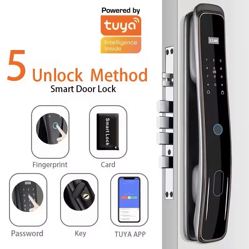 Hot Selling Tuya Wifi Wachtwoord Digitaal Toetsenbord Smart Intelligente Biometrische Vingerafdruk Voor Deurslot Telefoon App Remote Unlock