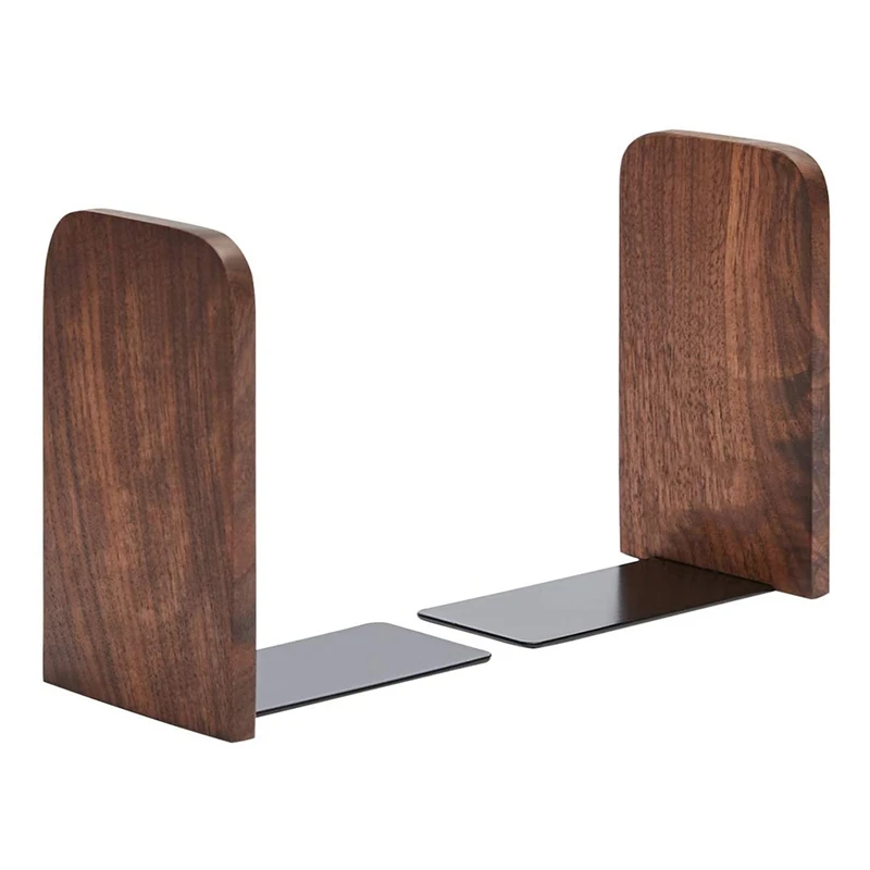 

Wood Bookends,Pack Of 1 Pair,Non-Skid,Black Walnut,Office Book Stand (Black Walnut-A)