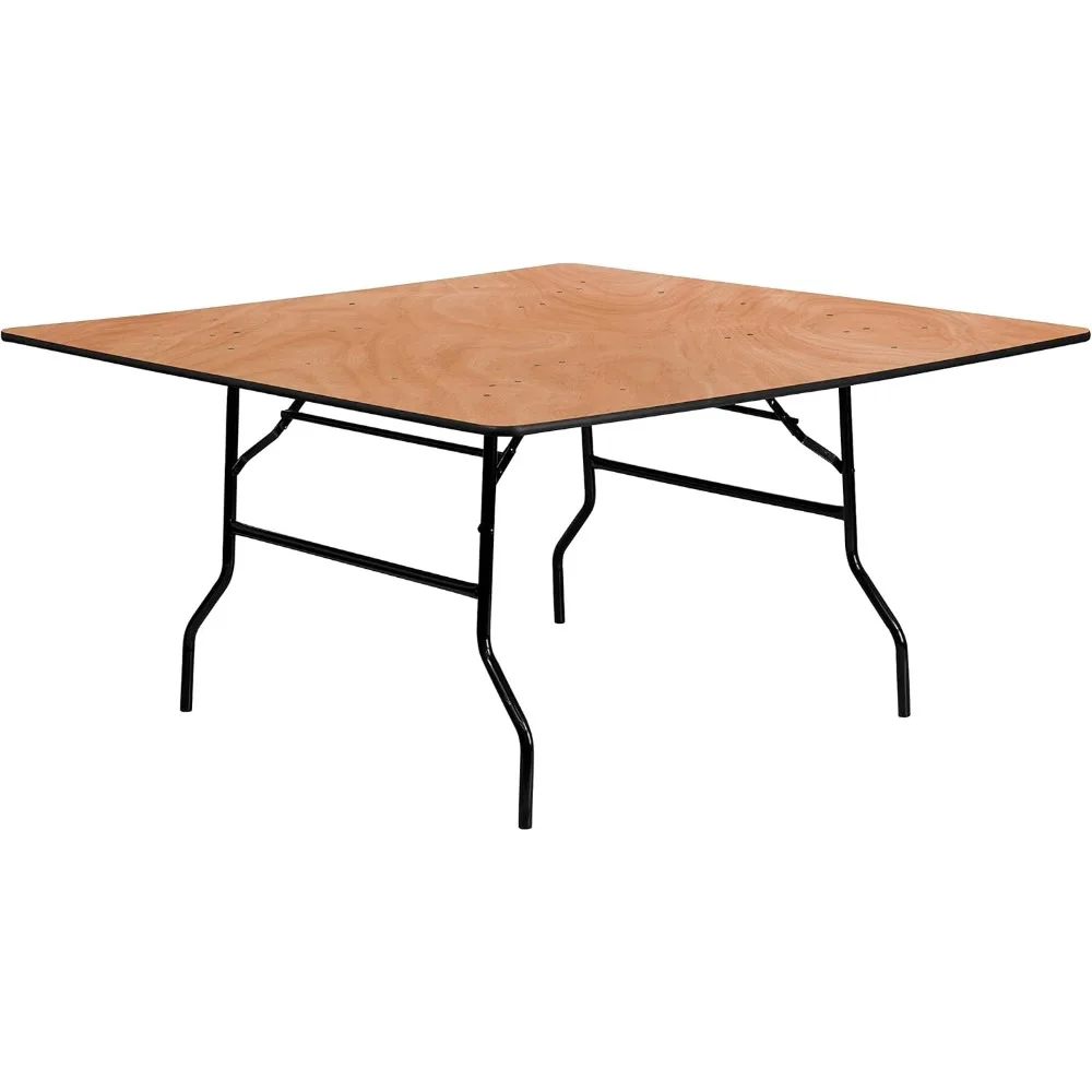 Gerry Commercial 5-Foot Square Wood Folding Banquet Table with Powder Coated Wishbone Legs