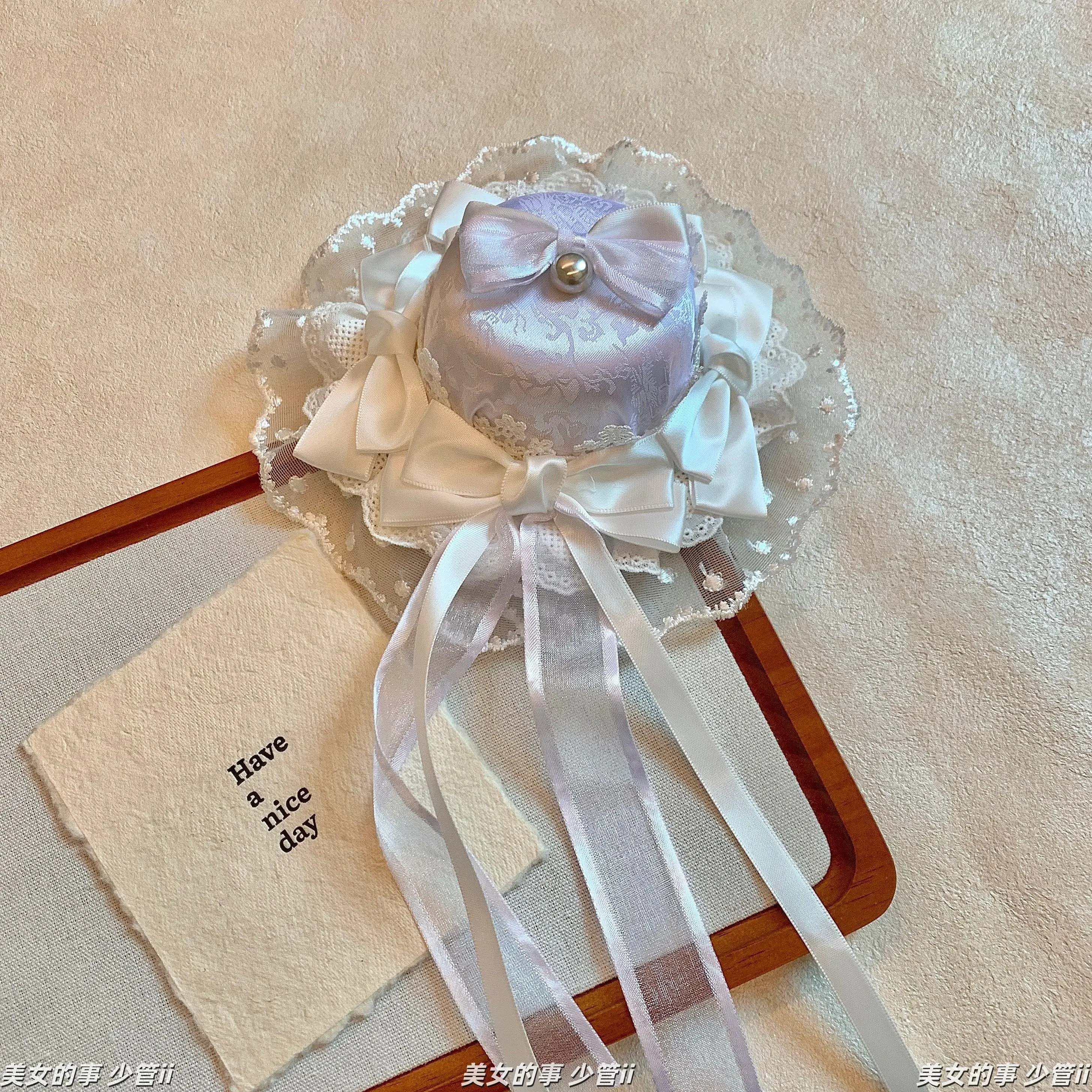 إكسسوار شعر لوليتا لطيف مصنوع يدويًا، قبعة صغيرة من الدانتيل على شكل أذن القطة، أغطية رأس لوليتا حلوة متعددة الاستخدامات