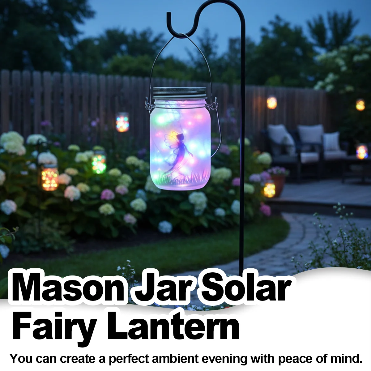 فانوس بالطاقة الشمسية الجنية ضوء أضواء معلقة الزخرفية مصباح الزينة في الهواء الطلق جرة لحديقة بالطاقة حفلة Led فوانيس الحديقة الفناء