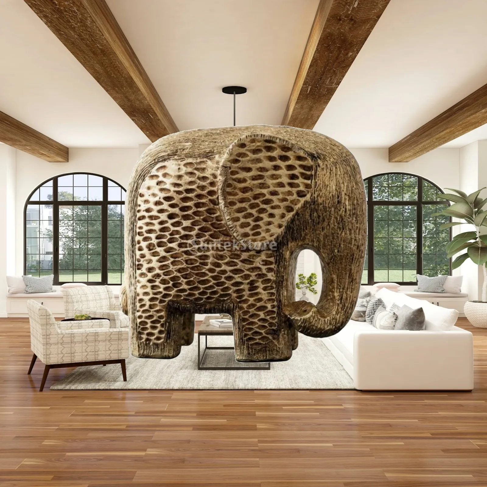 Elephant Decor Figurine Abstract Art Statue Resin Craft for Study Room Bookshelf Vintage Sculpture Home Accent Piece