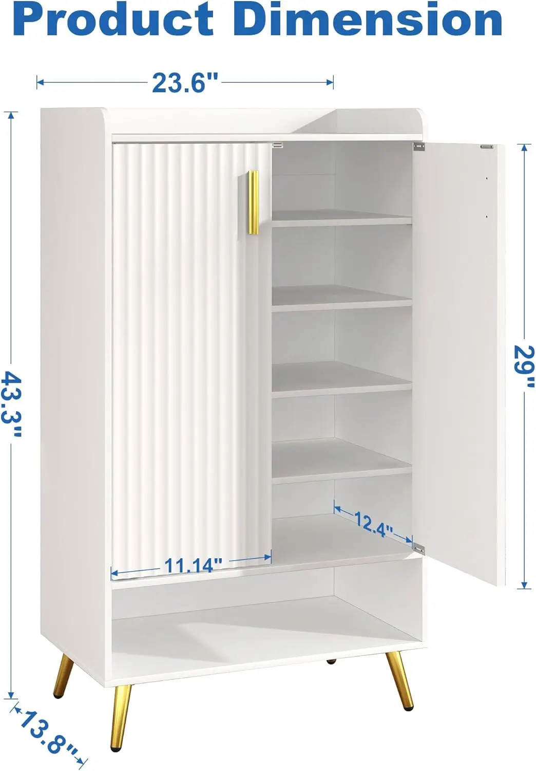 Shoe Storage Cabinet for Entryway - 6-Tier Shoe Cabinet with Doors & Metal Legs, Adjustable Shelves Shoe Rack Organizer