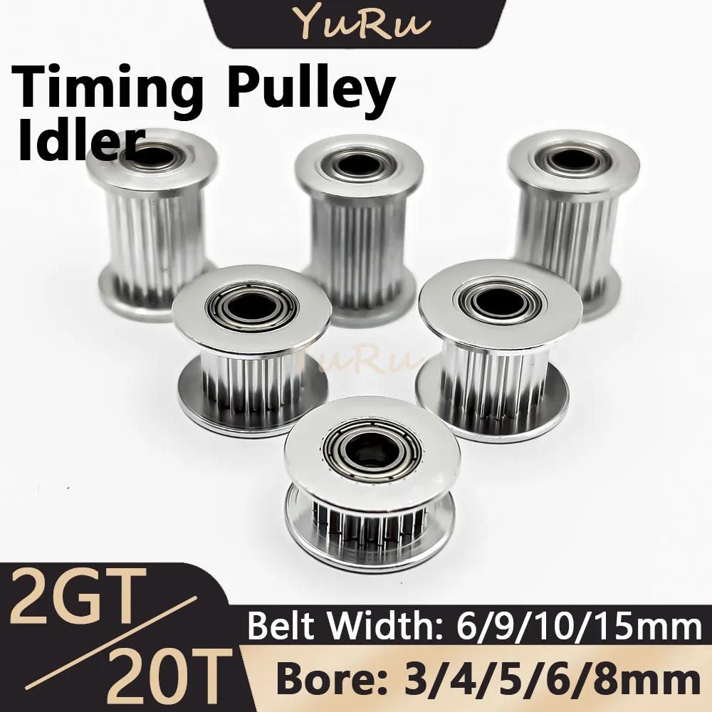 

2GT 20Teeth Timing Pulley Bore 3/4/5/6/8mm Belt Width6/9/10/12/15mm 20T Idler Tensioning Wheel Open Synchronous 3D Printer Parts