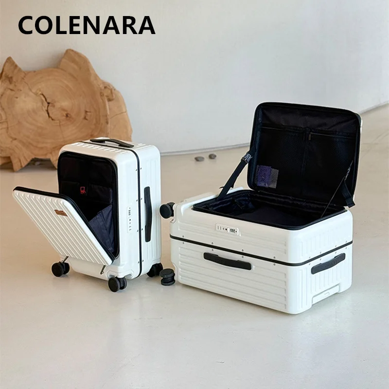 

COLENARA 20"24"26Inch Suitcase New USB Charging Boarding Box Multifunction Trolley Case ABS + PC Front Opening Laptop Luggage