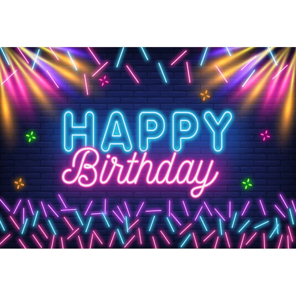 Fun Birthday Photography Backdrop Glow Neon Colorful Graffiti Party Decoration Kids Adults Portrait Photography Background