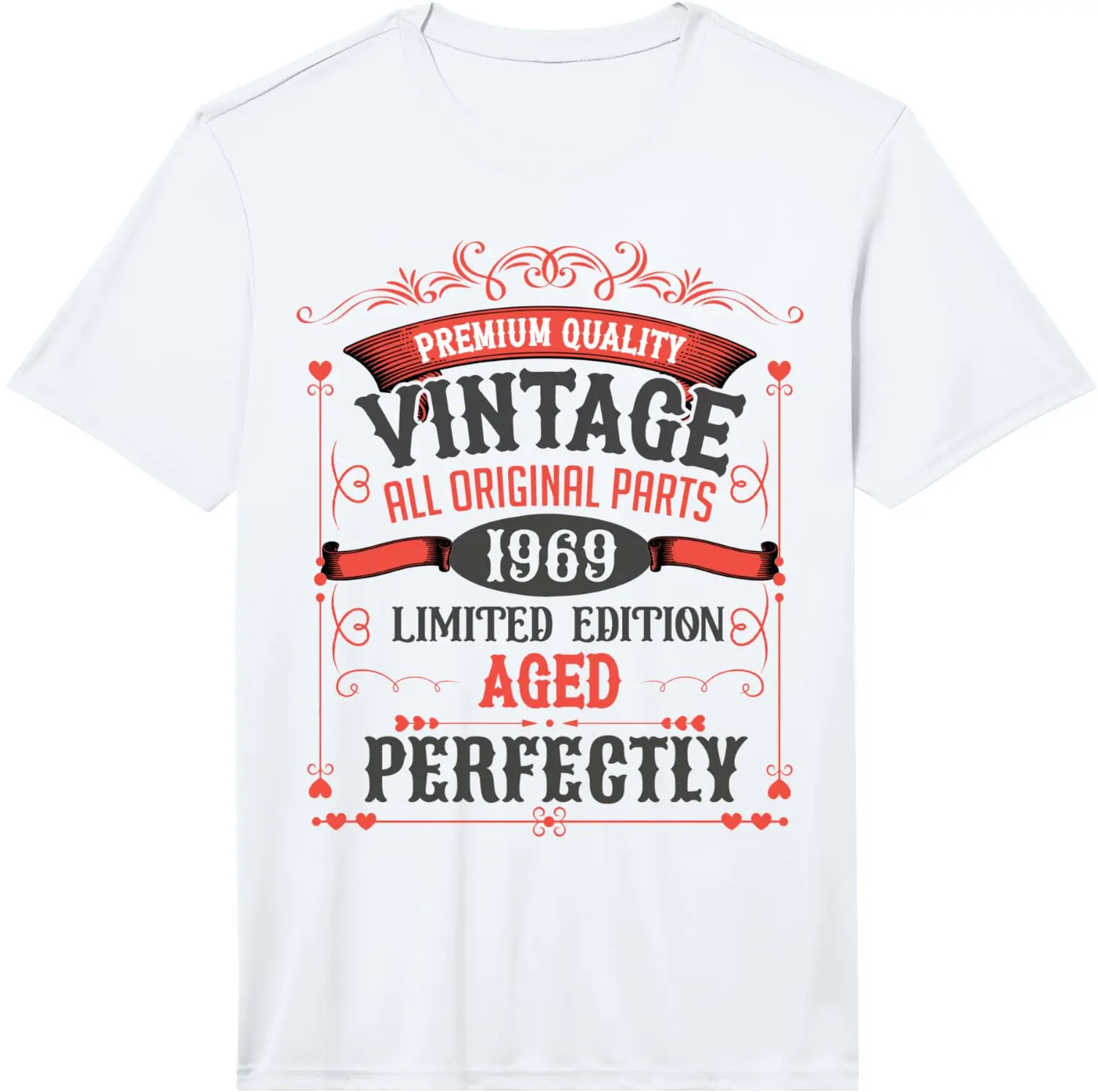 Mens 1969 Vintage All Orginal Parts Aged Perfectly Funny Birthday Performance T-Shirt 100% Cotton Trendy Y2K Short-Sleeve Tee –