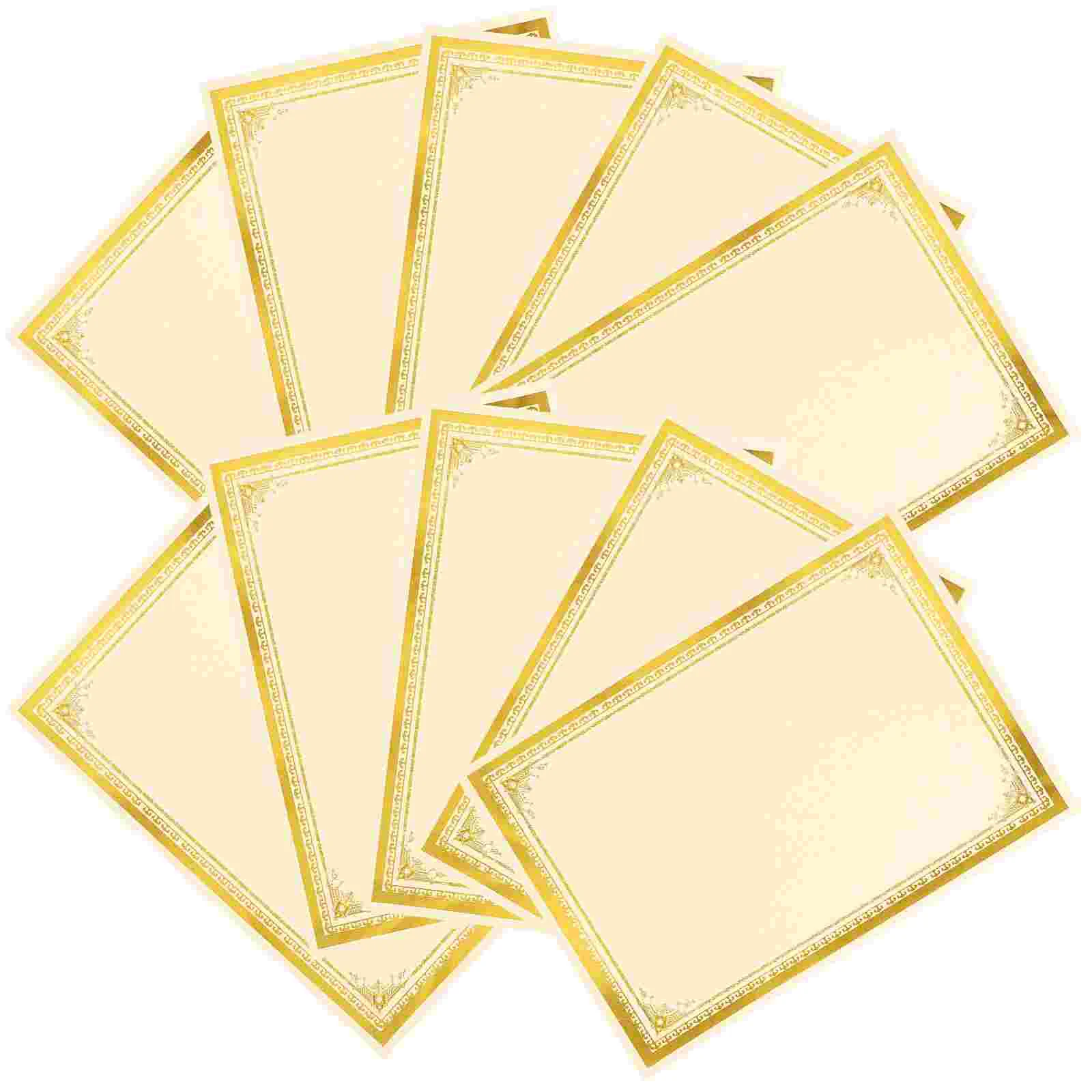 10 Sheets Tissue -end Blank Wordless Hot Stamping Certificate Inner Pages Printing Bronzing for Student Gold