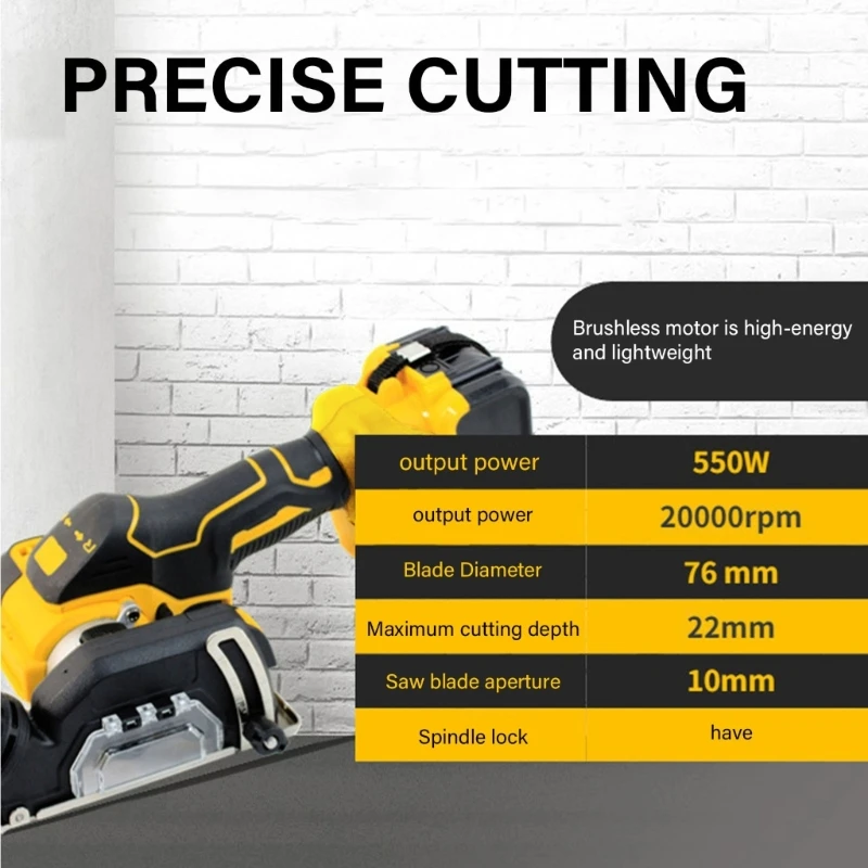 Mini Cordless Angles Grinder,20V 550W Brushless Grinding Machine,for Cutting Polishing and Sharpening 76mm 20000RPM