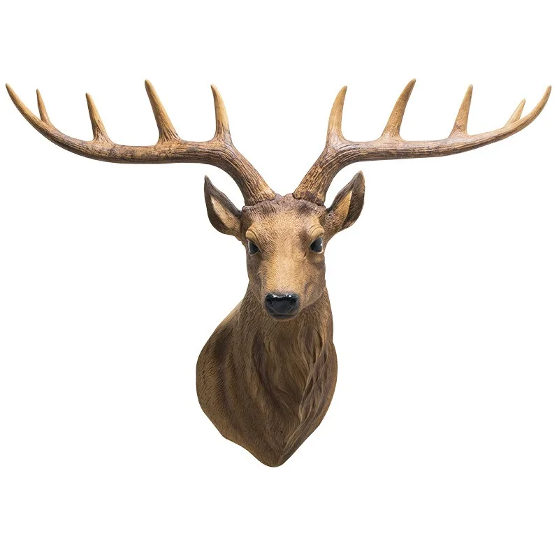 Nordic lucky deer head simulation wall decoration, resin wall decoration American entrance decoration, retro bar background wall