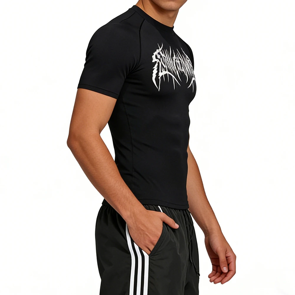 

Men's Athletic Fitness Set Multi-color Options "Thorn font" Print Quick Dry Workout T-Shirt & Pants Running Workout Sportswear