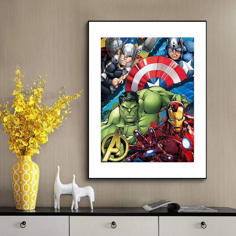 Marvel Mosaic Diamond Painting Avengers Marvel Full Round Handmade Diamond Embroidery Painting Kits Portrait Home Decor Handmade