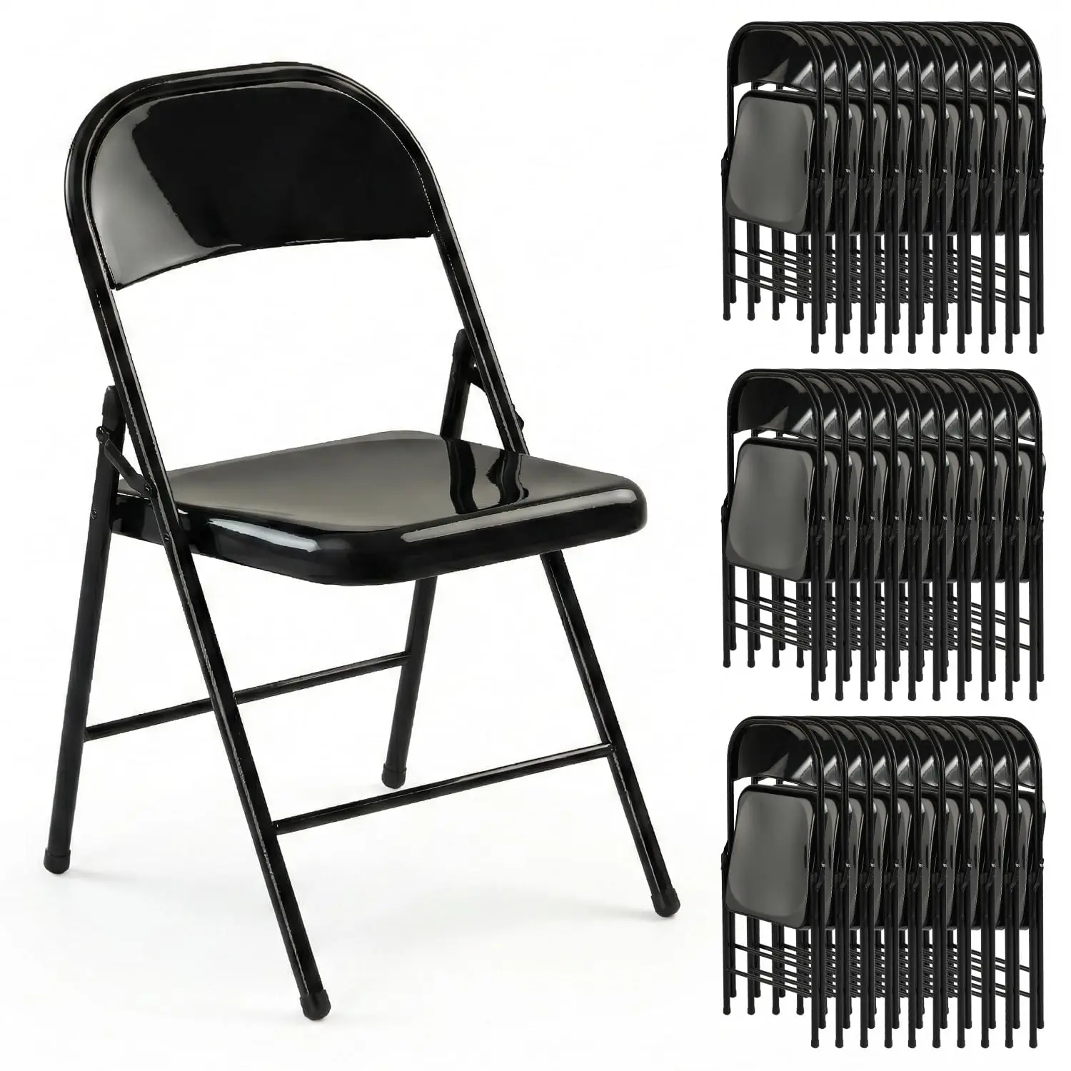 Metal Folding Chairs 30 Pack All-Steel Frame Foldable Chair Black, Customized