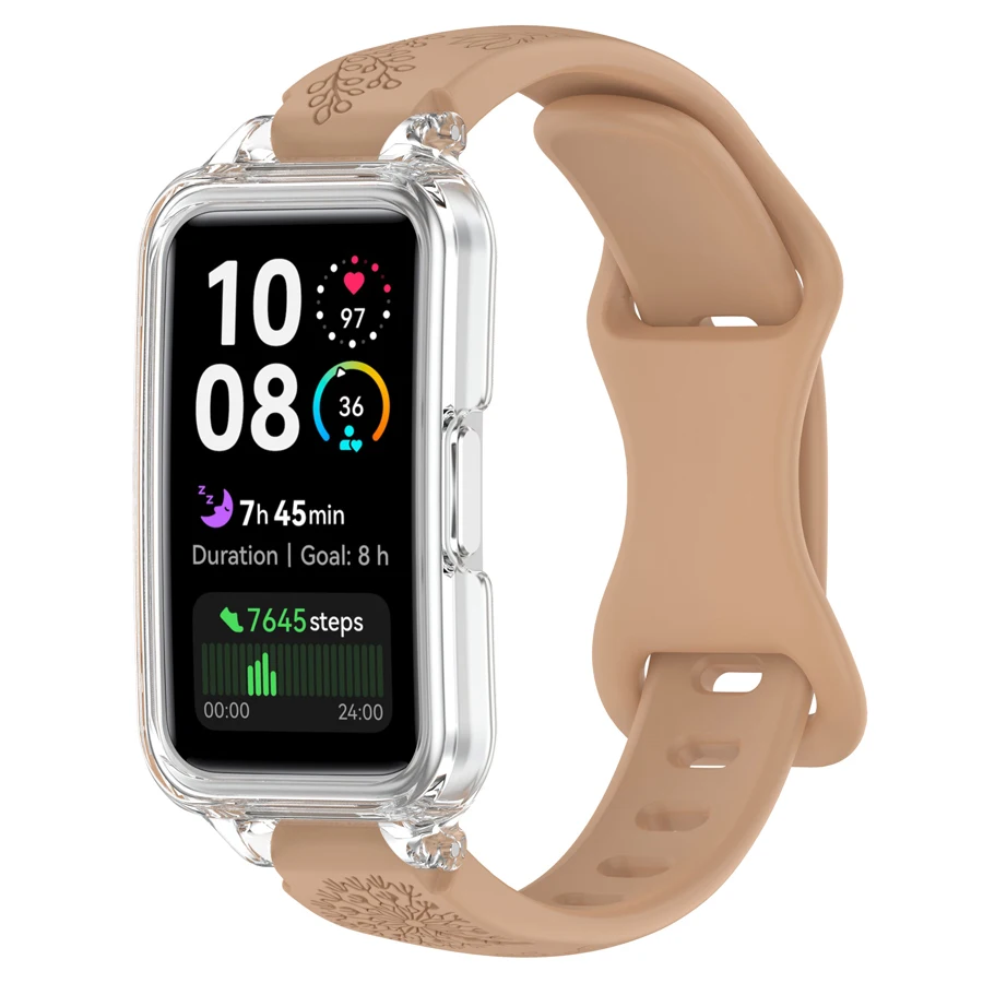 Case + Band Voor Huawei Band 10 9 8 Band Accessoires Vervanging Sport Ademende Armband Correa Huawei Bands 10 9 8/8NFC