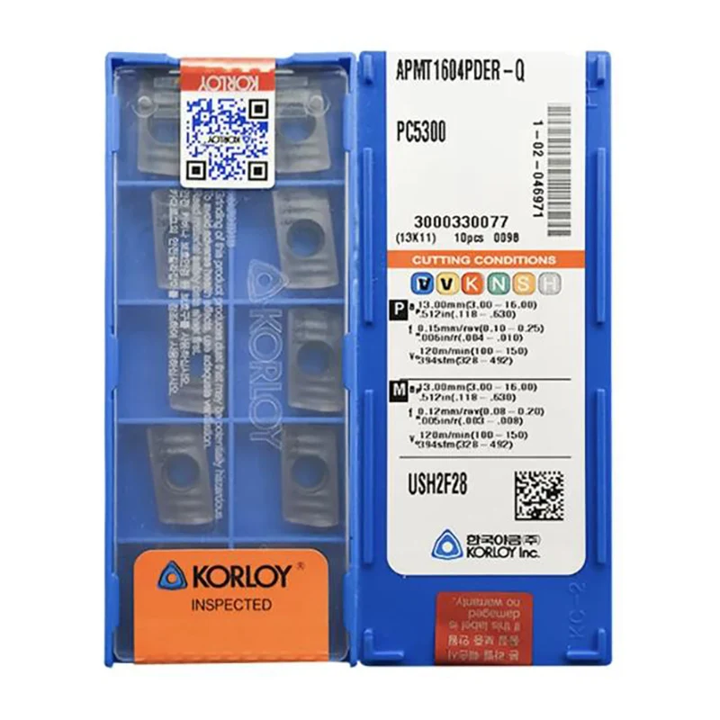 Korloy APMT1135PDER-Q APMT1604PDER PC5300 Carbide Inserts APMT 1135 1604 APMT1135 PDER Milling Cutter Lathe Turning Tools