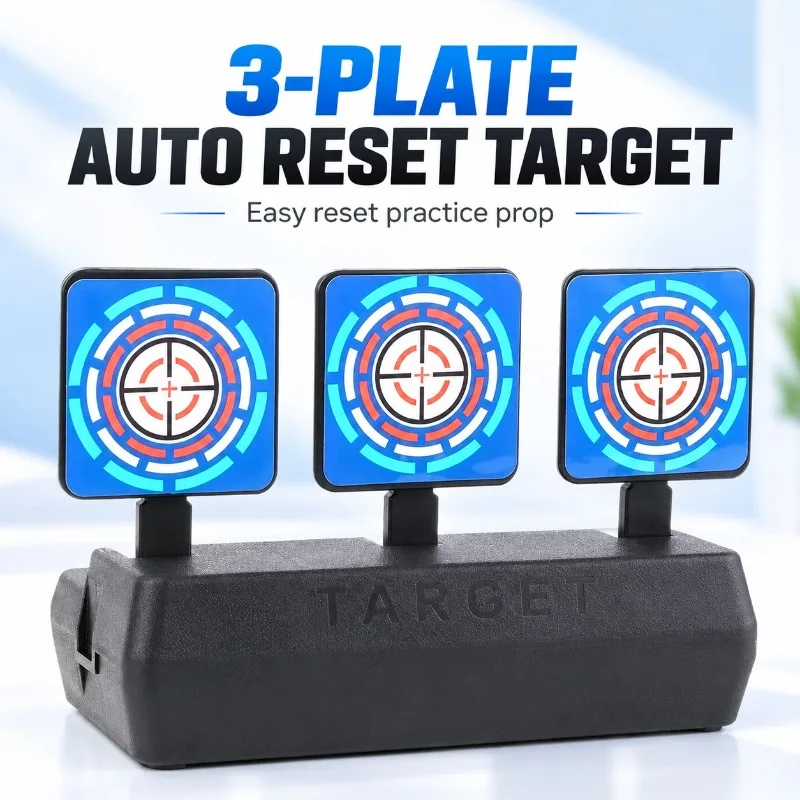 3‑Plate Auto‑Reset Hobby Target Accessory, Portable Plastic Practice Game Prop for Tabletop and Backyard Leisure Play
