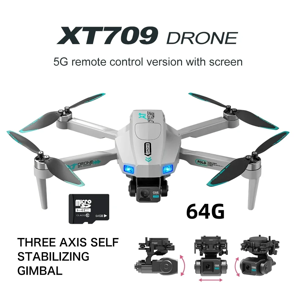 

GPS XT709 Met Scherm 2.7K HD Dubbele Camera Drone 3-assige Gimbal Quadrotor Afstandsbediening vliegtuigen Speelgoed