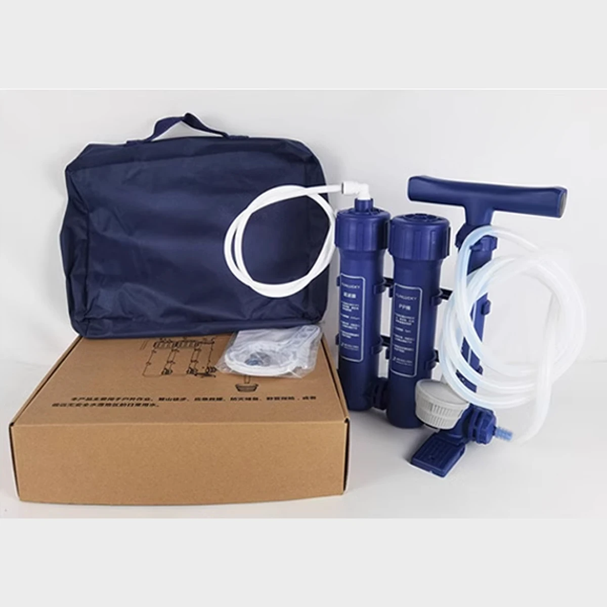 휴대용 야외 정수기 수동 손 압력 필터 캠핑을 위한 Pre-IONIZER 플라스틱 소재