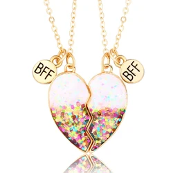Bff Necklaces for 2 Girls Trendy Matching Friendship Stuff Half Heart Pendant Sister Birthday Gifts for Daughter Best Friend
