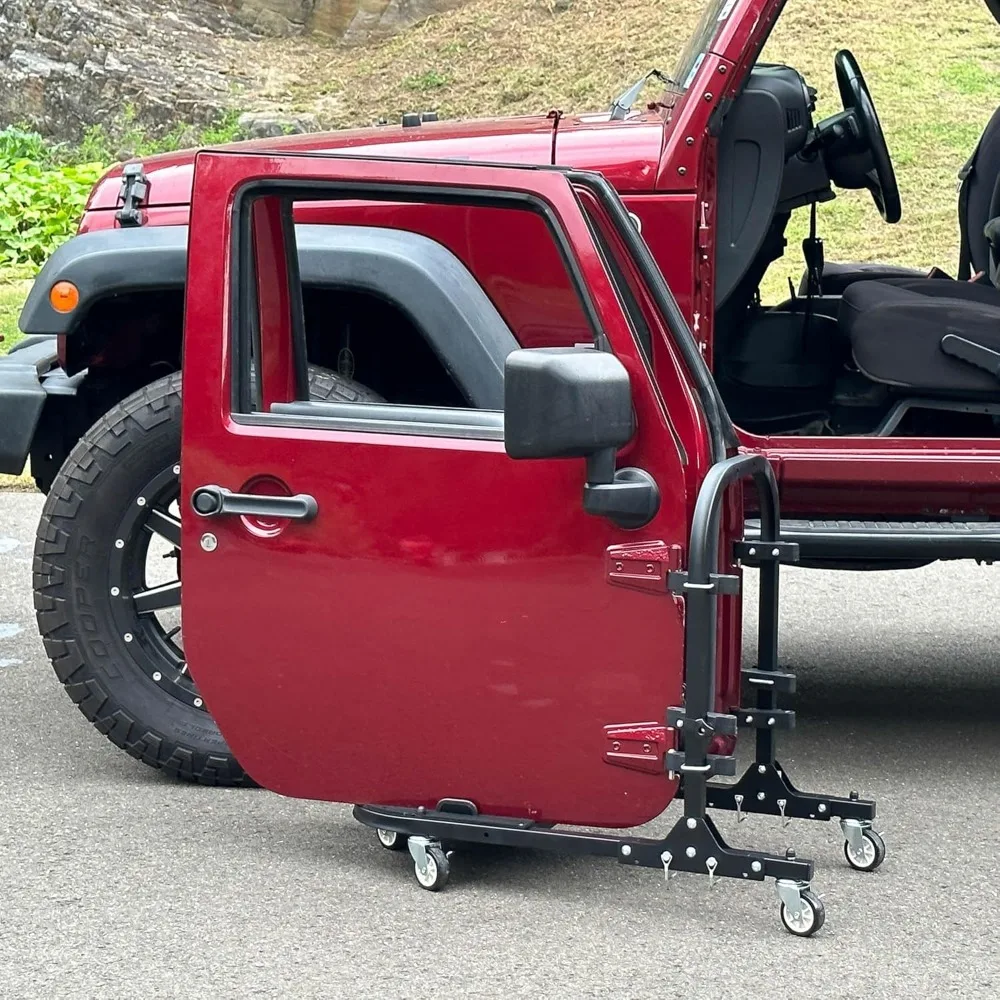 عربة تخزين سوداء مدمجة 4 × 4 ببابين مع رف قابل للطي لموديلات TJ وJK وJL #3