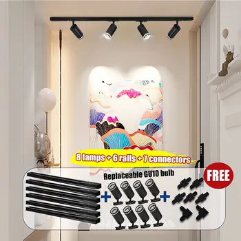 Global GU10 Track Lighting 110V Track Light Wall Lamp Rail Spot Lights Led Spotlight Fixture Clothing Store Home Kitchen Tracks