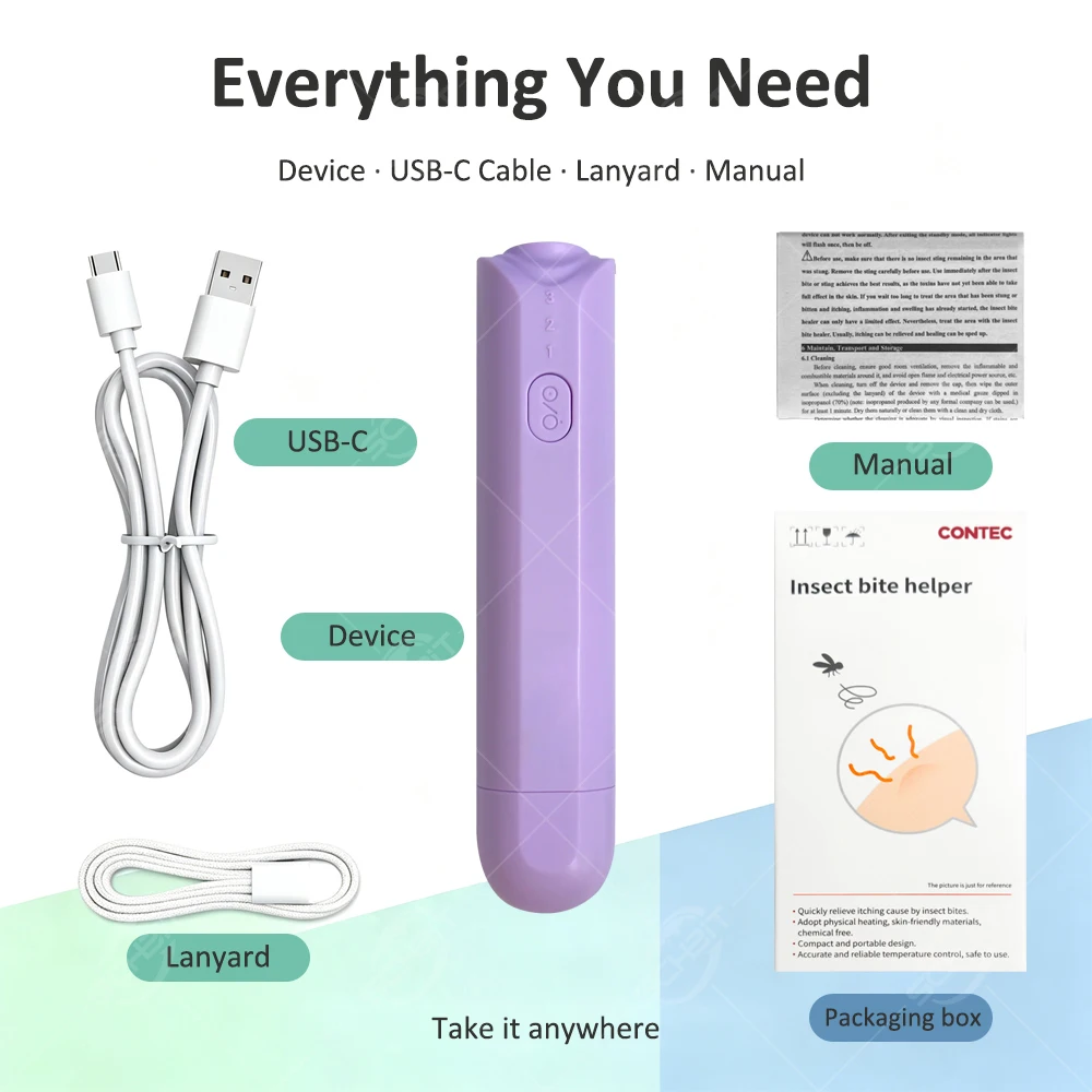 Mosquito Bug Bite Itch Relief Device, Portable Rechargeable Bite Relief for Outdoor Camping Hiking Travel