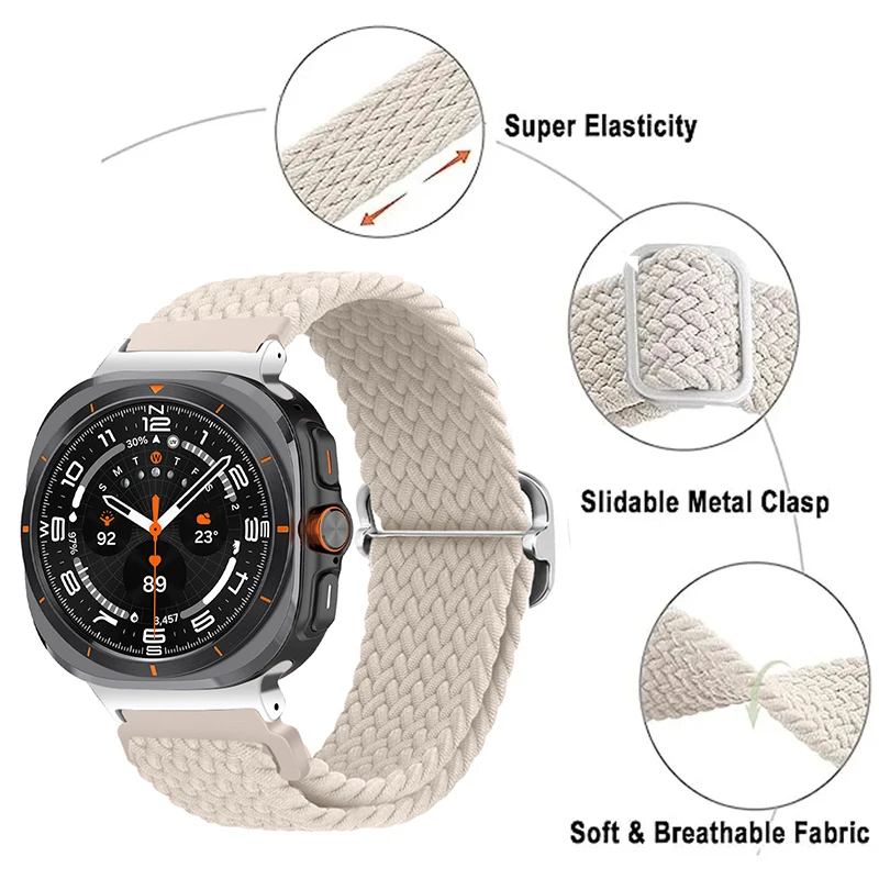 Strap For Samsung Galaxy Watch 7 Ultra 47mm Braided Solo Loop Nylon band bracelet correa Galaxy watch Ultra watchband accessorie