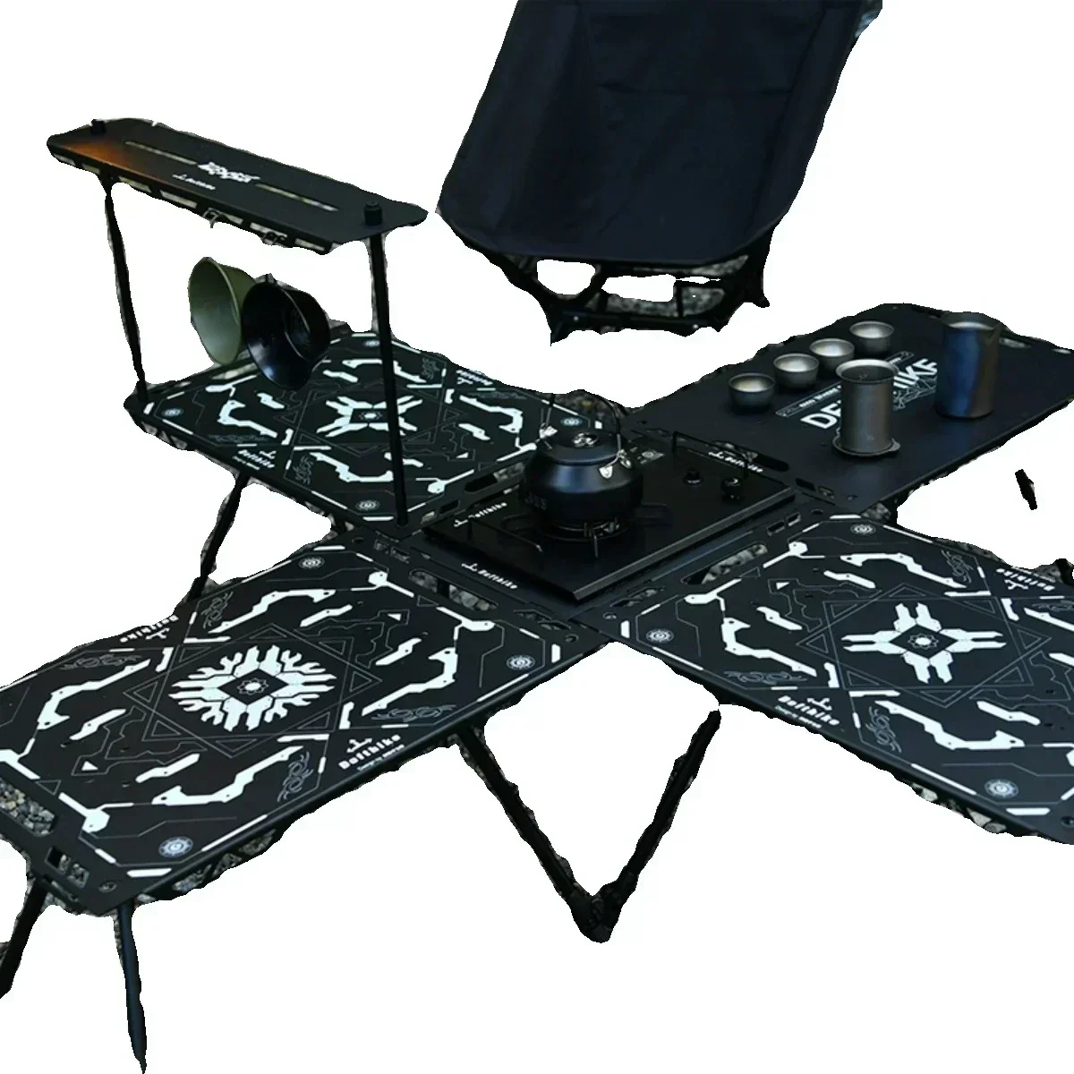 Defthike IGT Magic Cube Table Wild Road Feige Co Branded Outdoor Camping Folding Splicing Aluminum Plate Table Tactical Table