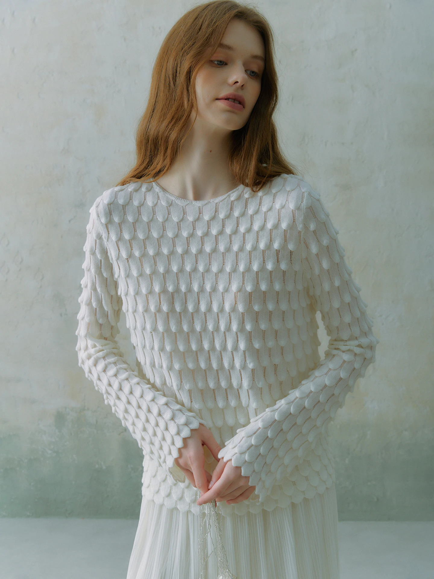 

Женский трикотажный топ Oz с пузырчатой текстурой, весенний, мягкий, свободного кроя, с длинными рукавами, круглым вырезом, повседневный, дышащий, комфортный