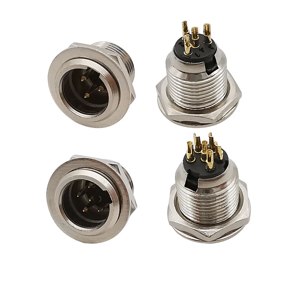 2Pcs 3/4/5/6 Pin Mini XLR Male Chassis Panel Mount Plug Small XLR Female Socket Audio Microphone Connector for Cable Soldering