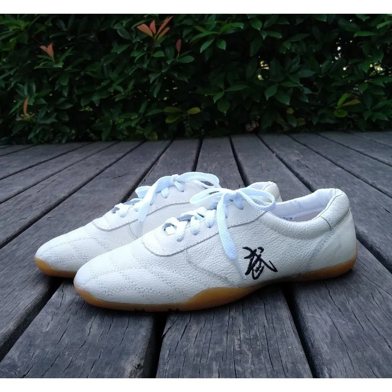 Professional  Tai Chi shoes Mens Womens Black White Leather Martial arts shoe Unisex Luxury Brand Kungfu Shoe for Couples