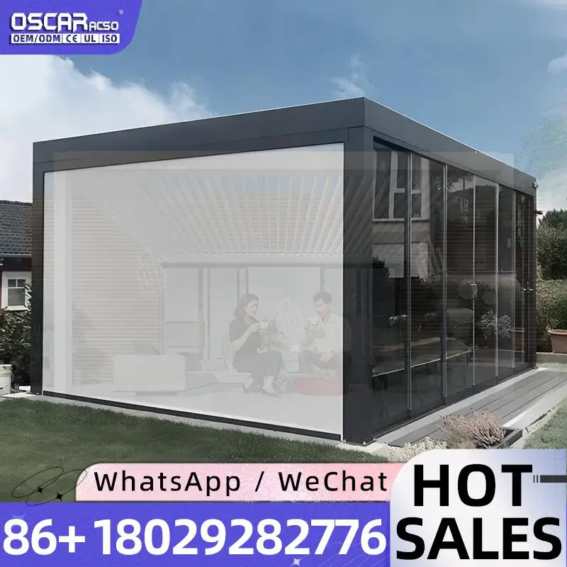 Outdoor Electric Retractable Awning System Foldable Aluminum Alloy Frame Powder Coated PVC Sail for Garden Patio Balcony pergola