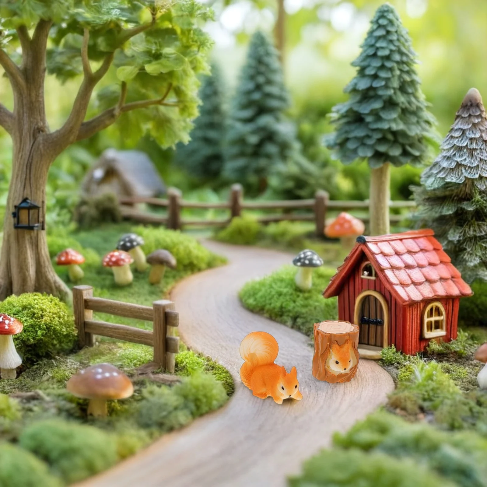 

7pcs Miniature Squirrel Figurines Resin Garden Decor For Diy Moss Landscape Lawn Pot Outdoor Fairy Garden Christmas Village