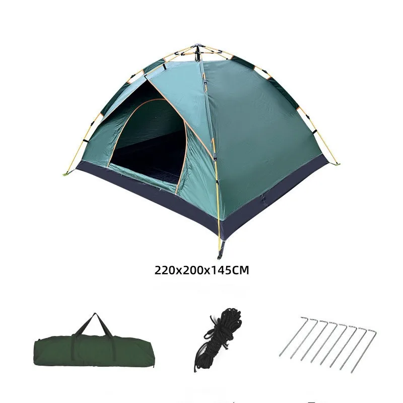 3-4 person Camping Tent only 3kg weight Outdoor Fully Automatic Folding tents with Silver Glue Coating Thickened Rainproof