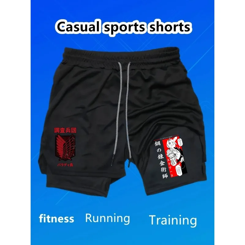 

Anime Alchemist Edward Ellik 2in1 Gym Workout Shorts for Men Quick Stretchy Athletic Compression Shorts Fitness Running Jogging