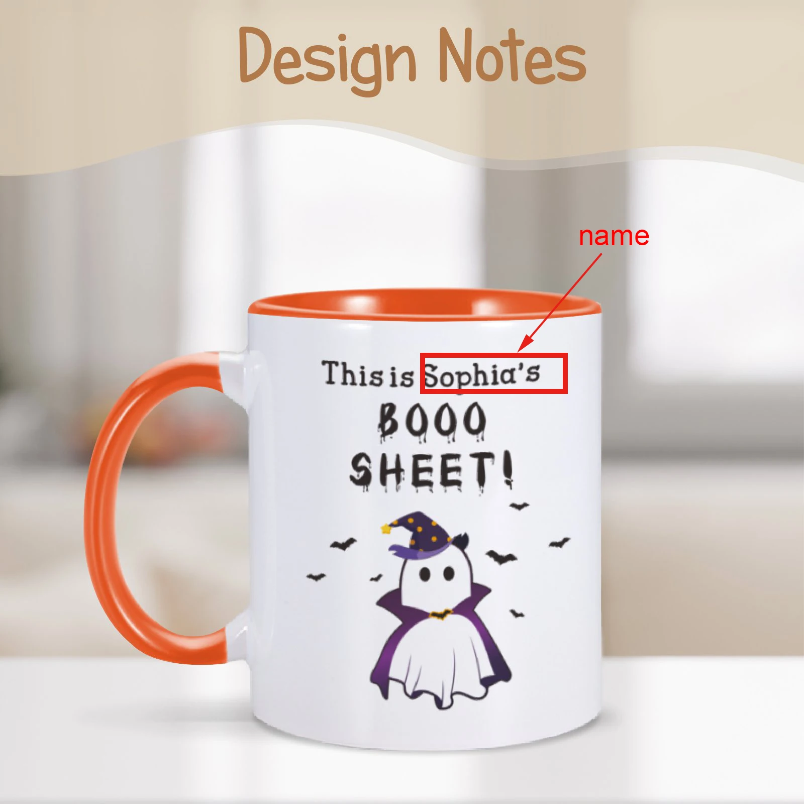 Custom Booo Sheet Coffee Mug Personalized Name Milk Cup Halloween Gift for Friends Kids Parents 11 Oz Home Tea Cup with Handle