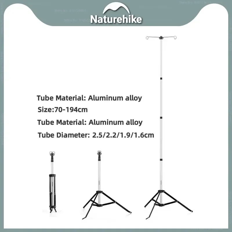 

Naturehike Aluminum Alloy Lamp Stand Telescopic Outdoor Portable Tour Folding Campsite Light Poles Three Leg Camping Light Stand