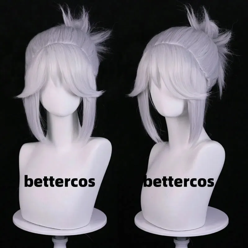 ゲーム Valorant コスプレジェット銀白色シルバーグレー耐熱人工毛ウィッグ + ウィッグキャップ