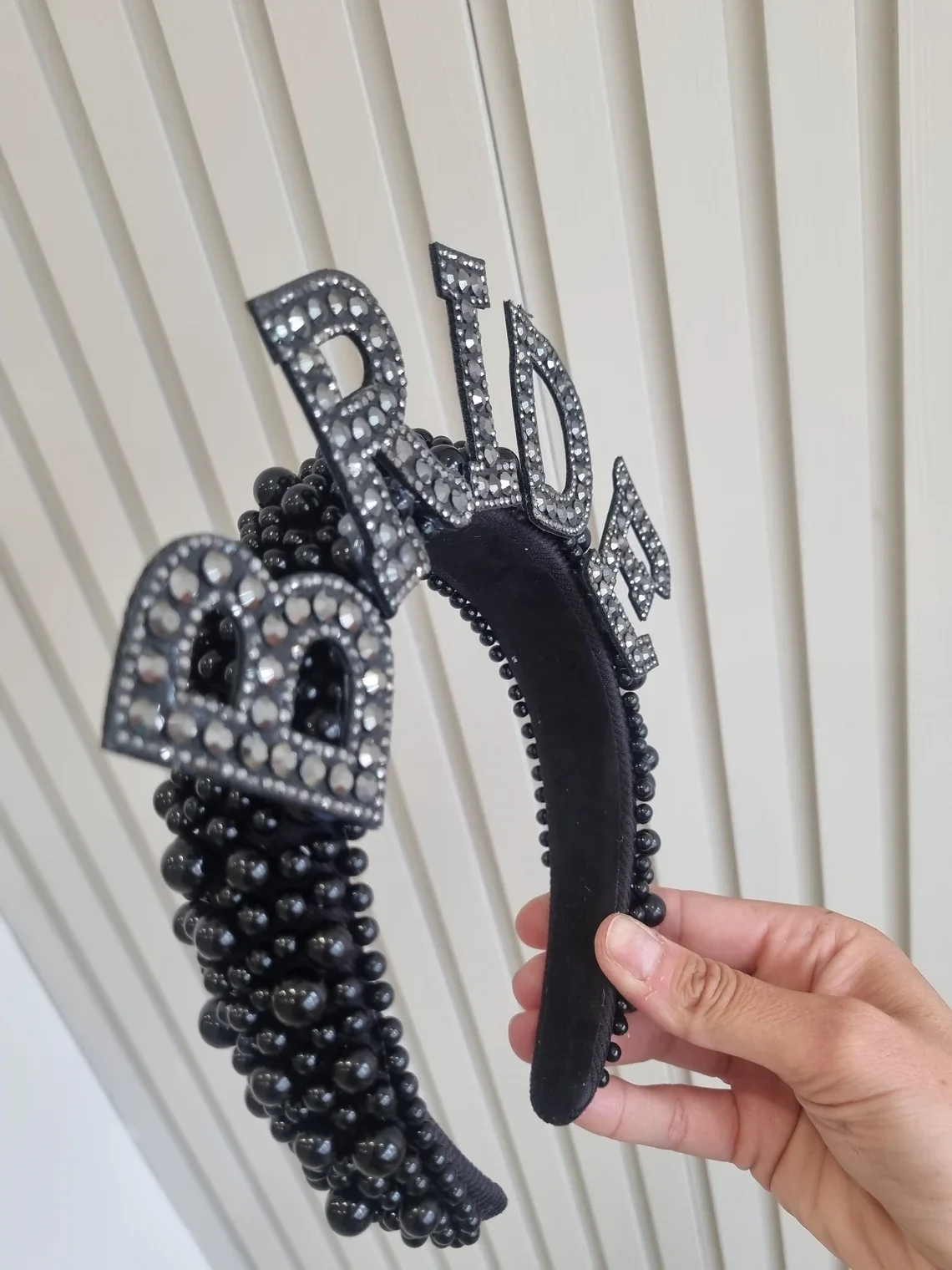 bride black bride crown pearl headband personalised headband gift bride to be gothic bachelorette party supplies wedding gift image 3