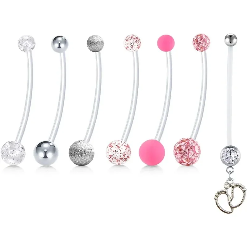 14G Pregnancy Belly Button Rings Flexible Bioplast Sport Maternity Belly Navel Retainer Body Piercing 38mm 1 1/2