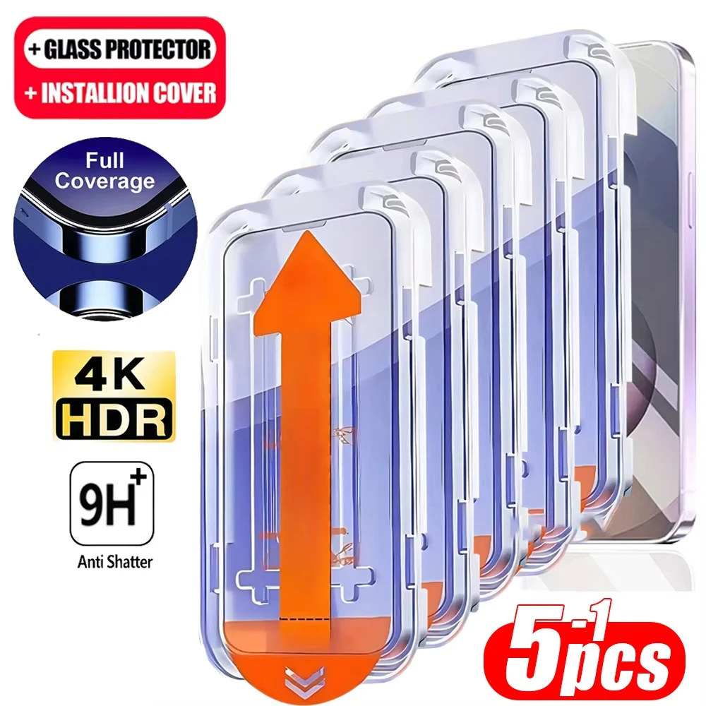 

5pcs Tempered Glass For iPhone 17 Pro Max 17 Air 16 15 14 Plus 13 12 Mini 11 XR XS Oleophobic Coating Privacy Screen Protector
