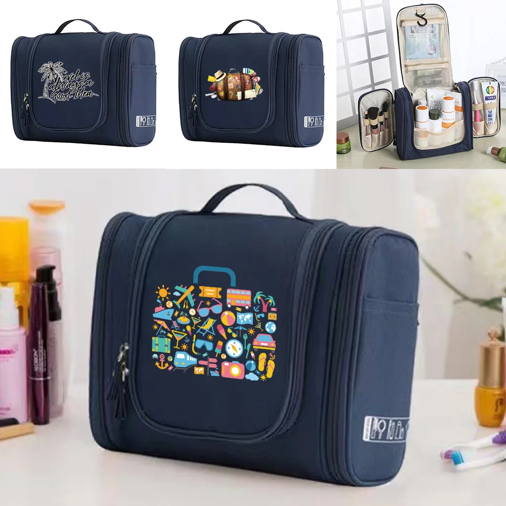 Hanging Cosmetic Bag Travel Toiletry Bags Hook Washing Makeup Storage Tote Traveling Unisex Cosmetic Bags World Pattern Handbags