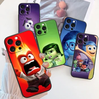 Disney Inside Out 2 Joy Cute 휴대폰 케이스, 아이폰 15, 14, 13, 12, 11, XS, XR, X, 8, 7, SE 프로 맥스 플러스, 미니 블랙 커버
