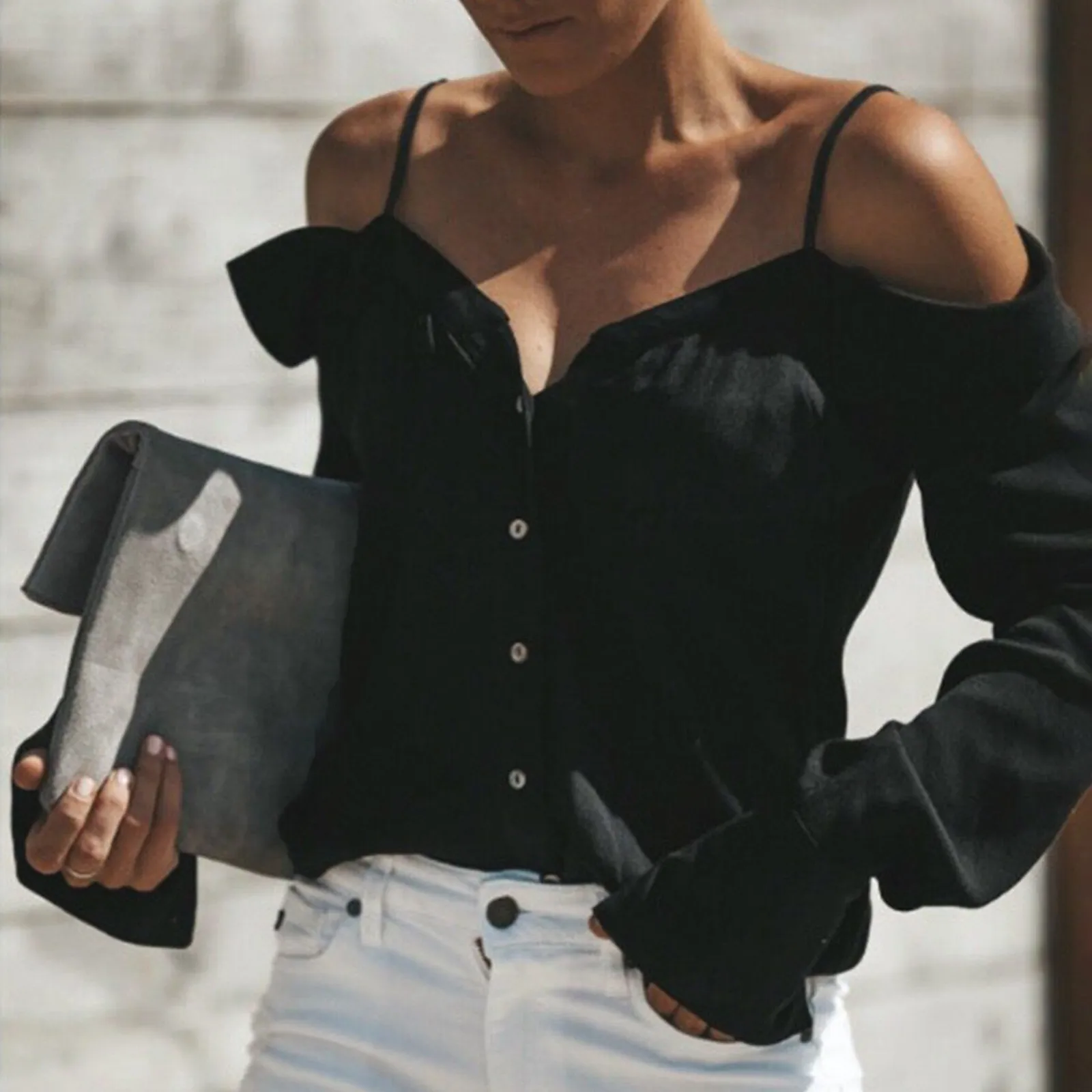 Off Shoulder Blouses Womens Clothing 2024 Spring Summer New Arrivals Fashion Puff Sleeve White Shirts Women Casual Tops